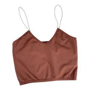 Free People Cami Skinny Strap Brami Brown Black Straps Size M/L